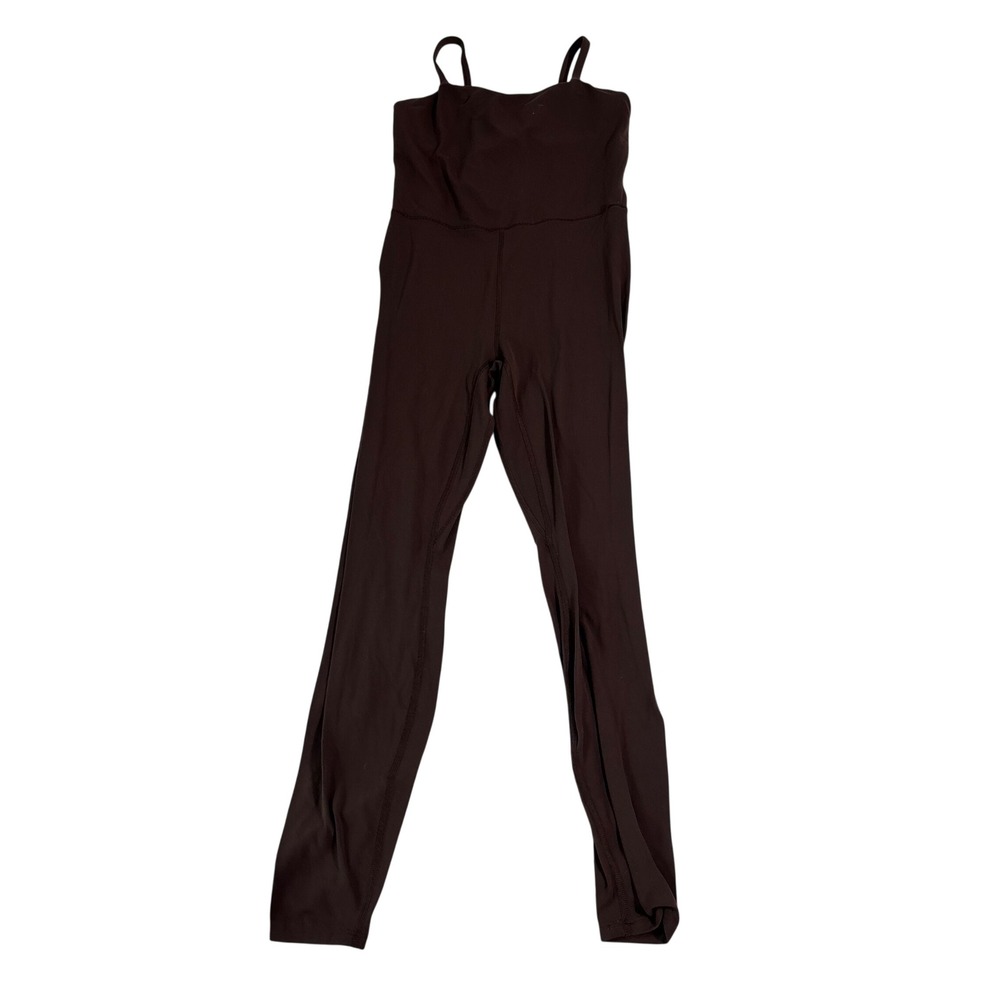 All in Motion Womens Brown Back Cutout Activewear Bodysuit Jumpsuit Small